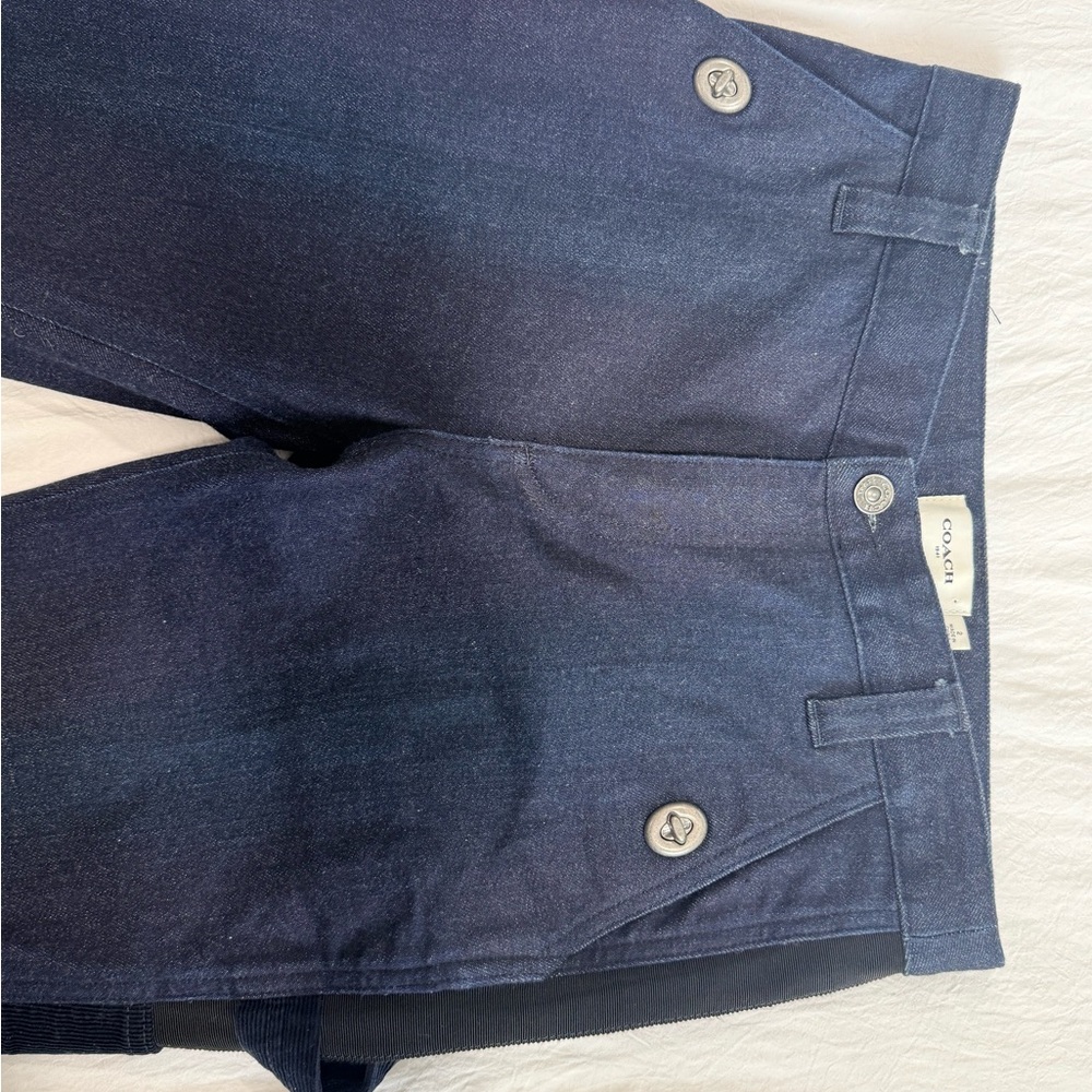 Coach Navy Women's Cargo Jeans with corduroy accessories & detailing - Picture 2 of 10